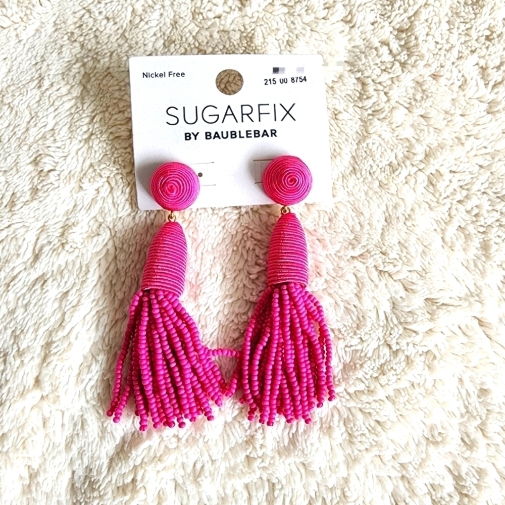 New limited-edition SUGARFIX by BaubleBar Threaded Tassel pink Earrings